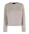 Roberto Collina Braided Long-sleeve Sweater With Classic Crew Neckline In Neutral