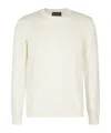 Roberto Collina Crew Neck Cotton Blend Brushed Sweater In White