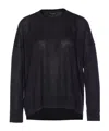 Roberto Collina Sheer Fabric Crewneck Sweater With Ribbed Cuffs In Black