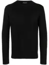 Roberto Collina Black Crew Neck Wool Sweater In Black