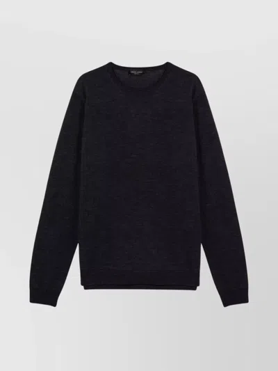 Roberto Collina Crew Neck Merino Wool Sweater In Black