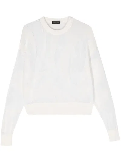 Roberto Collina Crew-neck Open-knit Jumper In White