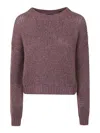 Roberto Collina Crew Neck Long Sleeves Textured Knit In Red