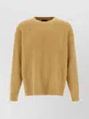 Roberto Collina Crew Neck Shearling Cotton Sweater In Brown