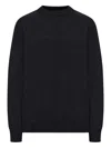 Roberto Collina Crew Neck Sweater In Melange Effect Wool In Black