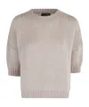 Roberto Collina Three-quarter Sleeve Textured Knit Sweater In Gray