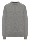 Roberto Collina Crew Neck Sweater In Melange Effect Wool In Gray