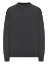 Roberto Collina Crew Neck Sweater In Melange Effect Wool In Gray