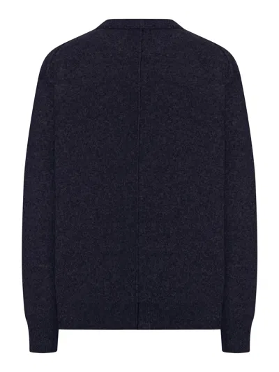 Roberto Collina Contrasting Stitching Crewneck Wool Sweater Clothing In Black
