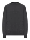 Roberto Collina Crew Neck Sweater In Melange Effect Wool In Black