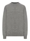 Roberto Collina Crew Neck Sweater In Melange Effect Wool In Gray