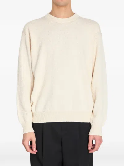 Roberto Collina Textured Crewneck Knitted Sweater In Neutral