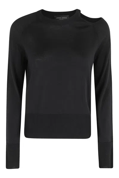 ROBERTO COLLINA CREW NECK SWEATER WITH CUT-OUT DETAIL