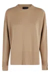 Roberto Collina Crew Neck Sweater With Side Slitscollina In Brown