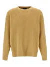 Roberto Collina Crew Neck Shearling Cotton Sweater In Yellow