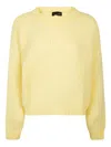 Roberto Collina Crewneck Knit Sweater In Yellow