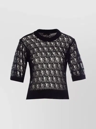 Roberto Collina Crew Neck T-shirt With Open Knit Design