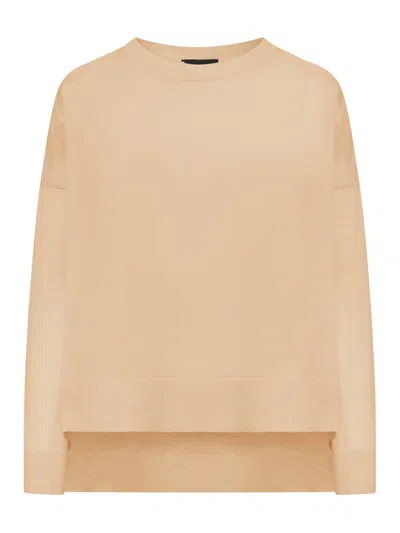 Roberto Collina Oversized Crew Neck Sweater In Nude & Neutrals