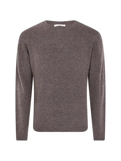 Roberto Collina Crew-neck Long-sleeve Sweater In Brown