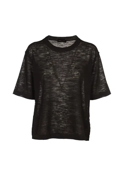 Roberto Collina Crewneck Plain Knit T-shirt In Black