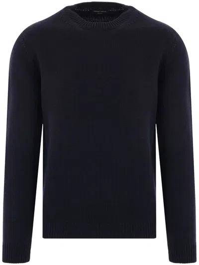 Roberto Collina Man Sweater Midnight Blue Size 40 Merino Wool In Black