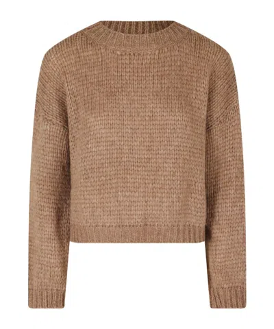 Roberto Collina Chunky-knit Crew-neck Sweater In Brown