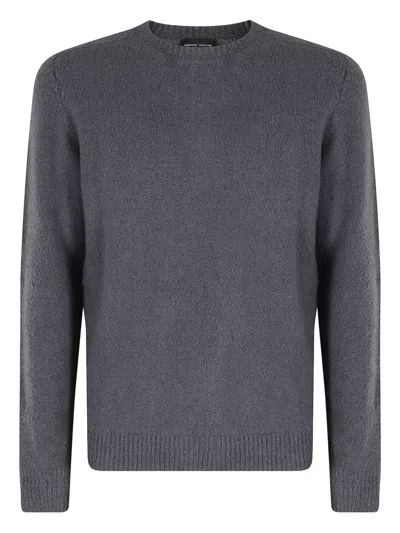 Roberto Collina Textured Knit Sweater In Subtle Iron Grey In Gray