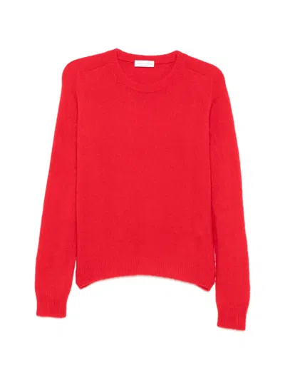 Roberto Collina Cashmere Silk Long-sleeve Crew-neck Sweatshirt In Red