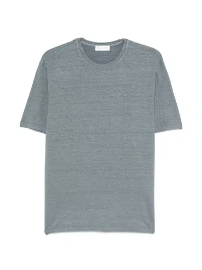 Roberto Collina Linen Crewneck T-shirt In Blue