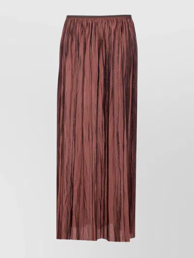 Roberto Collina Crinkled Texture Midi Pleated Sheer Overlay Skirt In Brown