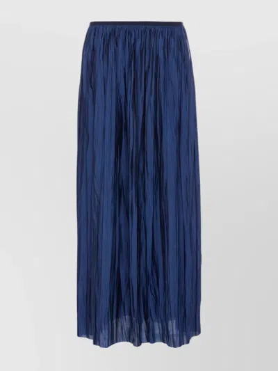 Roberto Collina Crinkled Texture Pleated Skirt With Sheer Overlay In Blue