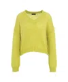 Roberto Collina Cropped Alpaca Blend Sweater With Oversized Fit In Green