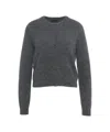 Roberto Collina Cropped Grey Knit Cardigan With Button Closure And Ribbed Details In Gray