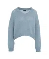 Roberto Collina Cropped Oversized Alpaca Blend Sweater With V-neck Design In Blue