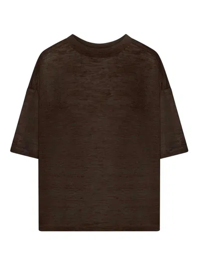 Roberto Collina Crwneck Short Sleeves In Brown