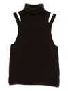Roberto Collina Cashmere And Silk Turtleneck Sleeveless Top Clothing In Brown