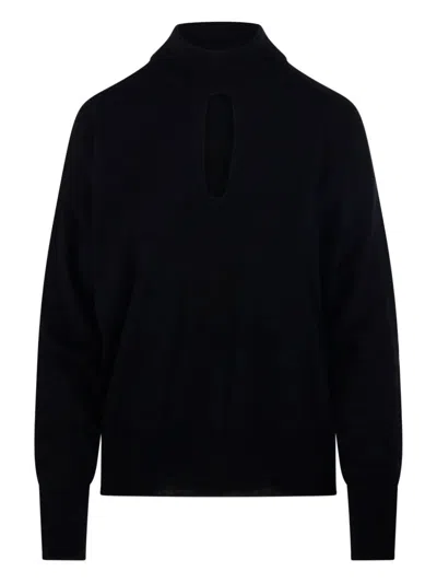 Roberto Collina Knitted Sweater With Lace-up Design In Black