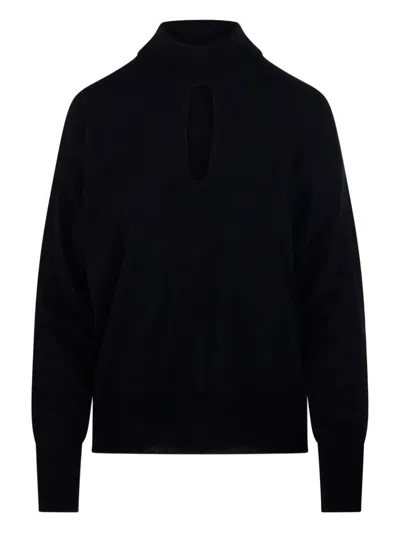 Roberto Collina Knitted Sweater With Lace-up Design In Black