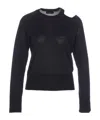 Roberto Collina Shoulder Cut Out Long Sleeve Crew Sweater In Black