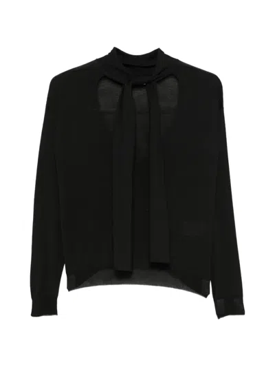 Roberto Collina Cut-out Pussy-bow Sweater In Animal Print