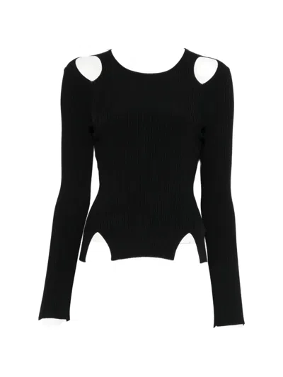 Roberto Collina Cut-out Ribbed-knit Top In Black
