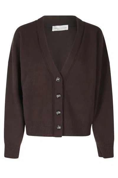 Roberto Collina Dark Brown Cropped Wool-cashmere Cardigan