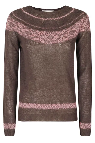 Roberto Collina Dark Brown Fair Isle Virgin Wool-blend Sweater