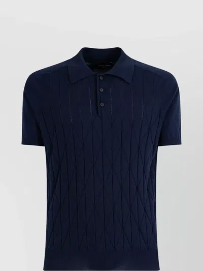 ROBERTO COLLINA DIAMOND PATTERN COTTON POLO SHIRT