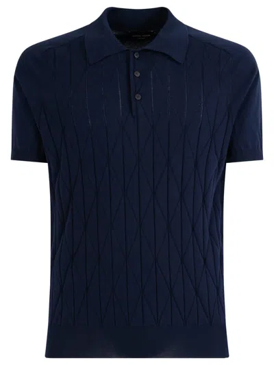 Roberto Collina Diamond Pattern Cotton Polo Shirt