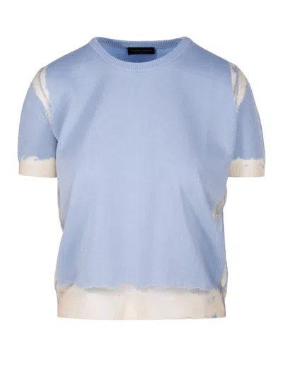Roberto Collina Distressed Layered T In Blue