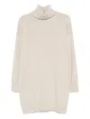 Roberto Collina Turtleneck Dress Dropped Shoulders Ribbed Cuffs In Animal Print