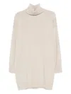 Roberto Collina Turtleneck Dress Dropped Shoulders Ribbed Cuffs In Animal Print
