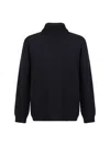 Roberto Collina Merino Wool Turtleneck Sweater With Ribbed Finish In Navy