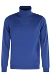 Roberto Collina Man Turtleneck Blue Size 42 Merino Wool In Blue